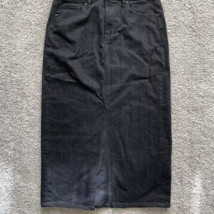 LOFT Petite Sparkle Pinstripe Denim Midi Skirt